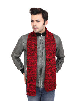 Bharatasya - Unisex Soft Woolen Warm Winter Knitted Heathered Muffler in Red