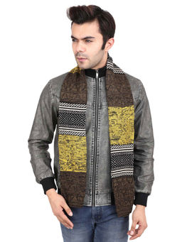Bharatasya - Unisex Soft Woolen Warm Winter Knitted Jacquard Pattern Muffler in Yellow and Black