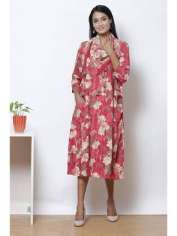 Biba - Lavender Straight Cotton Flax Kurta (Set of 3)