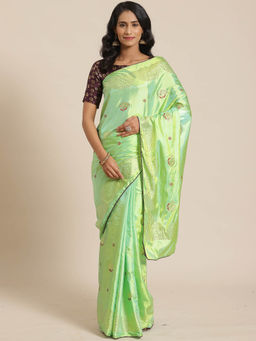 Sareemall - Green Embellished Saree With Unstitched Blouse