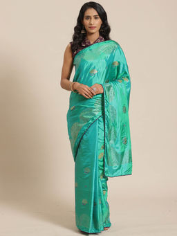 Sareemall - Green Embellished Saree With Unstitched Blouse