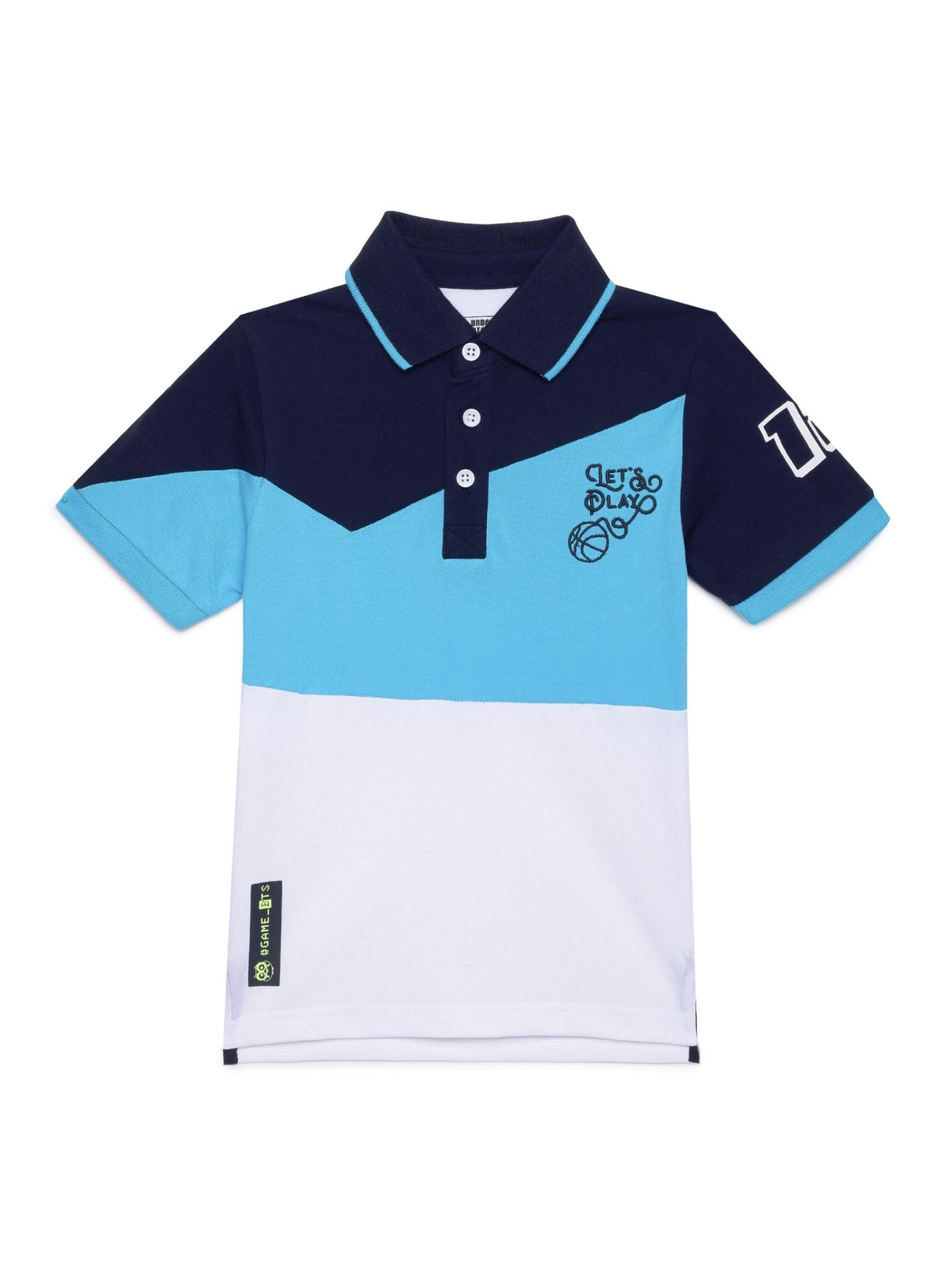 Half Sleeve Color Blocked Polo Collar 