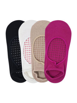 Balenzia - Women's Anti Bacterial Yoga Socks with Anti Skid- 4 Pair Pack - Multi-Color (Free Size)