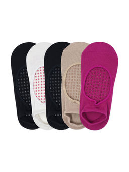 Balenzia - Women's Anti Bacterial Yoga Socks with Anti Skid- 5 Pair Pack - Multi-Color (Free Size)