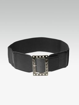 Twenty Dresses by Nykaa Fashion - Black Not Without Me Rivet Buckle Waist Belt