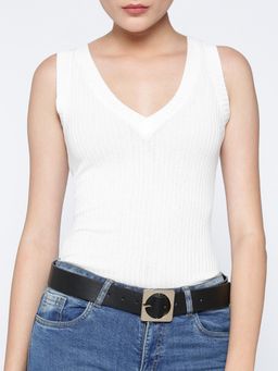 Twenty Dresses by Nykaa Fashion - Black Rolling In Square Waist Belt