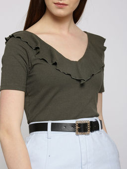 Twenty Dresses by Nykaa Fashion - Black Square Linked Waist Belt