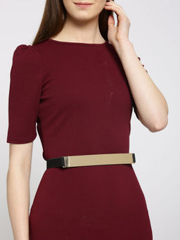 Twenty Dresses by Nykaa Fashion - Black Set In Gold Waist Belt