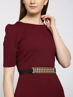 Twenty Dresses by Nykaa Fashion - Black Cuts Of Gold Waist Belt