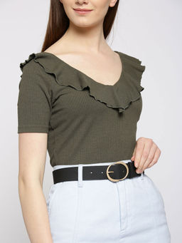 Twenty Dresses by Nykaa Fashion - Black Classic Oval Buckle Waist Belt