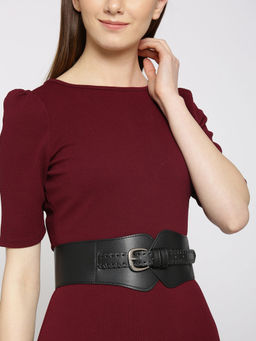 Twenty Dresses by Nykaa Fashion - Black The Braided Band Waist Belt