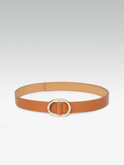 Twenty Dresses by Nykaa Fashion - Tan Engraved Oval Waist Belt