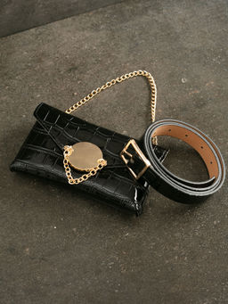 Twenty Dresses by Nykaa Fashion - Black Wild But Fragile Belt Bag