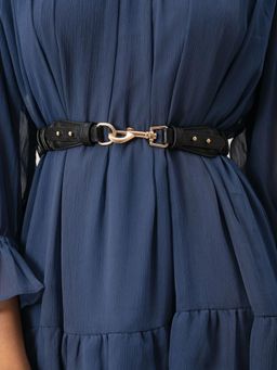 Twenty Dresses by Nykaa Fashion - Black Ruched Elasticated Waist Belt