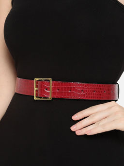 Twenty Dresses by Nykaa Fashion - Maroon Textured Medium Belt
