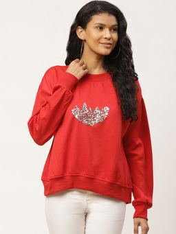 BELLE FILLE - Red Sequined Sweatshirt