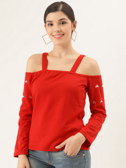 BELLE FILLE - Red Sequined Sweatshirt