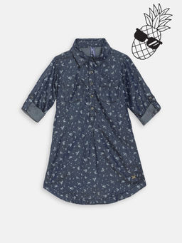 Blue Giraffe - Navy Blue Printed Dresses