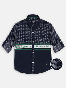 Blue Giraffe - Navy Blue Giraffe Boys FS Shirt