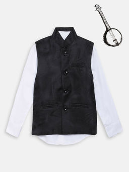 Blue Giraffe - Black Printed Waist Coat & Shirt