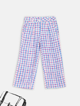 Blue Giraffe - Pink And Blue Checked Regular Fit Trouser