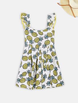 Blue Giraffe - Printed White Dresses