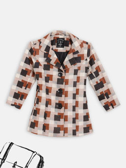 Blue Giraffe - NavY Blue Geometric Wintercoat