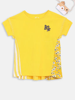 Blue Giraffe - Yellow Solid Round Neck Top