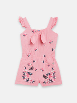 Blue Giraffe - Pink Solid V Neck Play Suit
