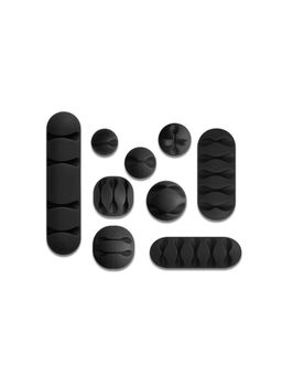 DailyObjects - Rounded Clip-on Cable Sticker Black - Set of 9