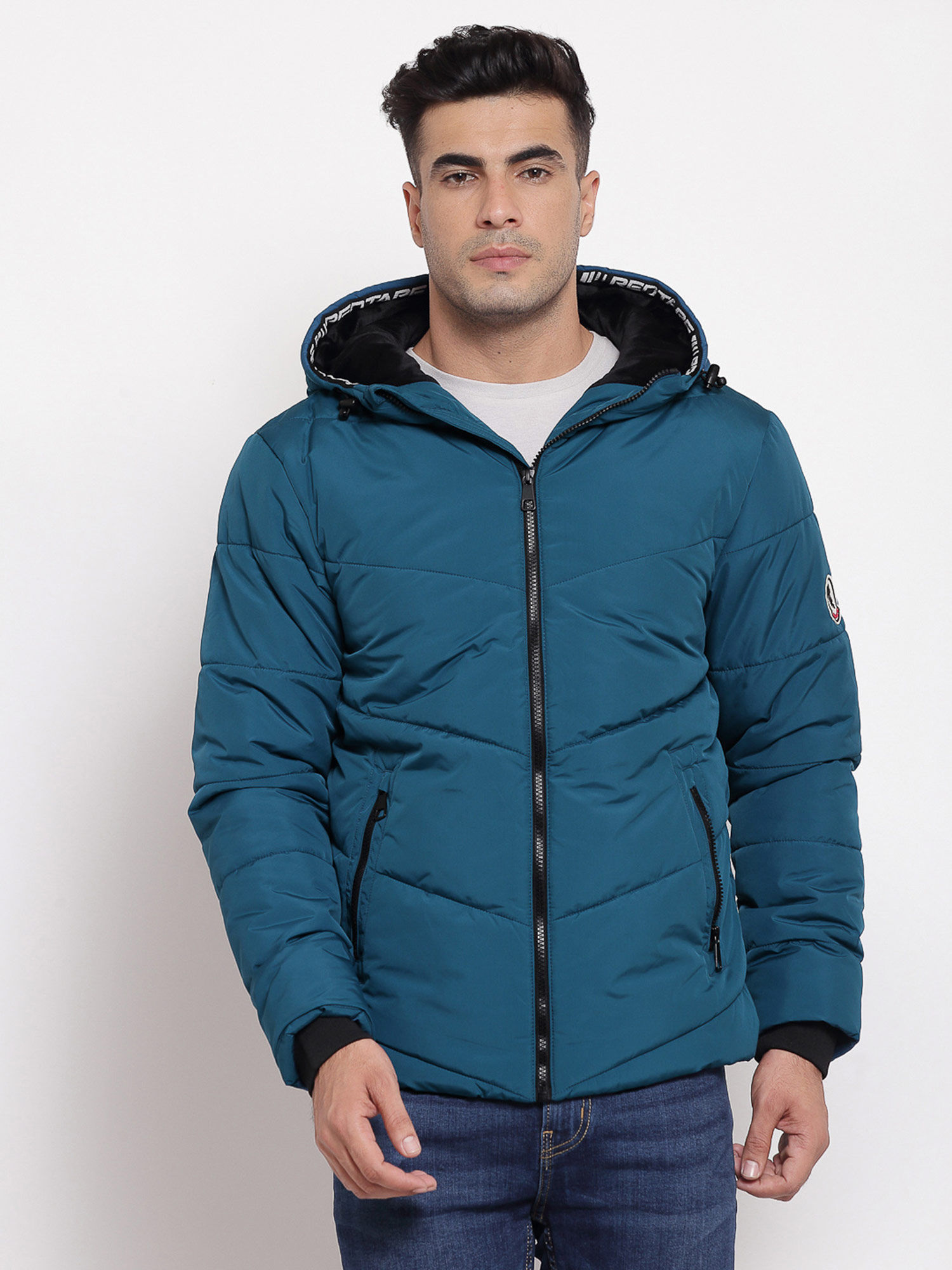 Buy Red Tape Blue Plain Winter Coat 