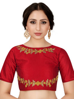 Mimosa - Red Semi Stitched Raw Silk Blouse