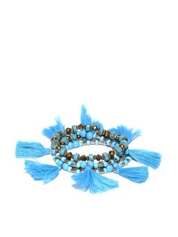 Blueberry - Blue Beaded & Tassel Bracelets (Pack of 4)