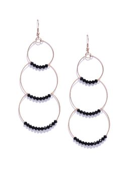 Blueberry - Gold Tone Black Beads Drop Earrings