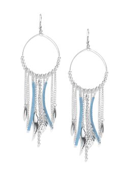 Blueberry - Silver Leaf Charm Drop Earrings