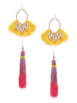 Blueberry - Multicolor Tassel Drop Earrings (Pack of 2)