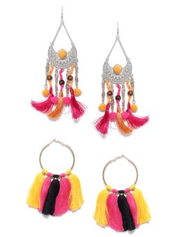 Blueberry - Multicolor Tassel Drop Earrings (Pack of 2)