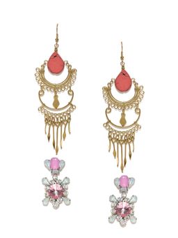 Blueberry - Gold Plated Stone Detailing Drop Earrings (Pack of 2)