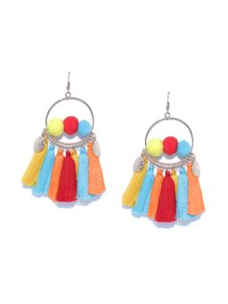 Blueberry - Multicolor Tassel & Pom Pom Earrings