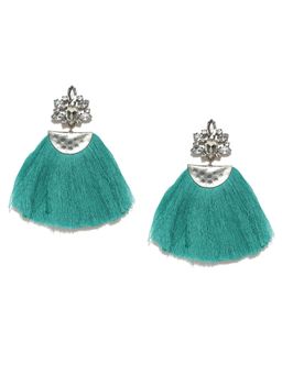 Blueberry - Green Tassel Statement Earrings