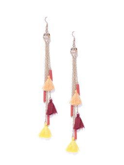 Blueberry - Gold Tone Tassel Drop Earrings
