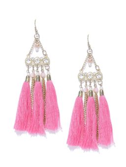 Blueberry - Pink Tassel Drop Earrings