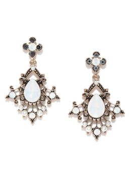 Blueberry - White Stone Studded Drop Earrings
