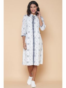 Biba - White Cotton Kurta Dress and Inner with Mask(Set of 3)