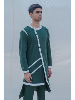 Bohame - Cotton X Linen In Green Kurta And Pajama (Set of 2)