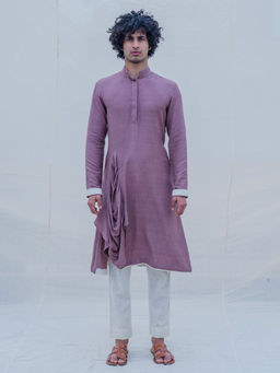 Bohame - Cotton X Rayon Mauve Kurta With Pajama (Set of 2)