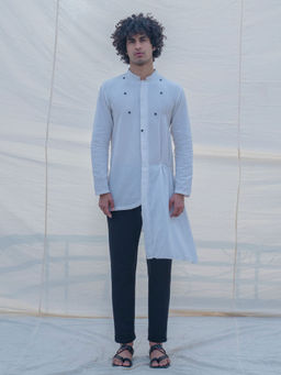 Bohame - Kurta And Pajama White W/ Box Pleates (Set of 2)