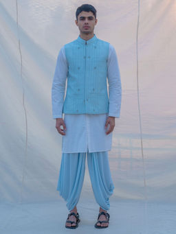 Bohame - Aqua Waist Coat And Pajama (Set of 2)