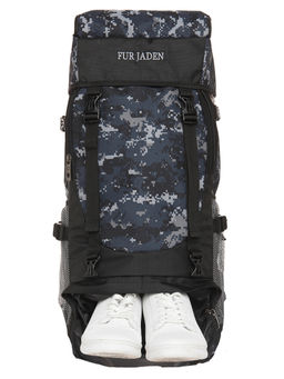 FUR JADEN - Blue Military 55L Rucksack Travel Backpack Bag for Trekking, Hiking with Shoe Compartment