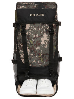 FUR JADEN - Green Military 55L Rucksack Travel Backpack Bag for Trekking, Hiking with Shoe Compartment